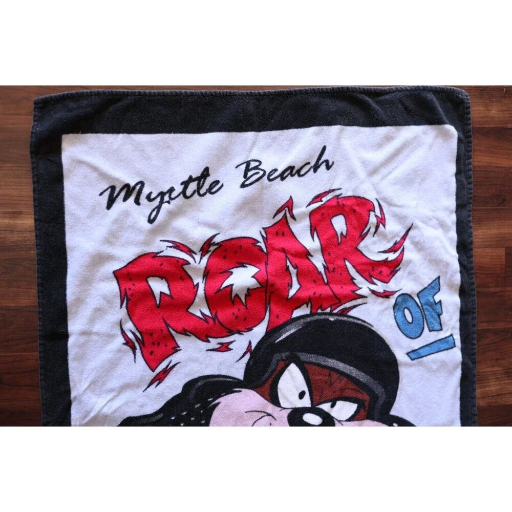 Vintage Myrtle Beach Taz Devil Motorcycle Beach Towel 52x27 Looney Tunes